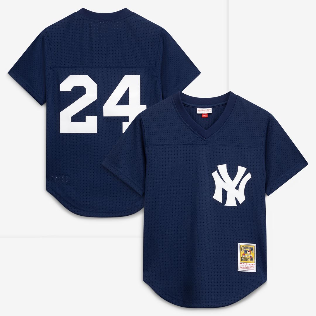 Rickey Henderson New York Yankees Mitchell & Ness Cooperstown Collection Mesh Batting Practice Button - Up Jersey - Navy