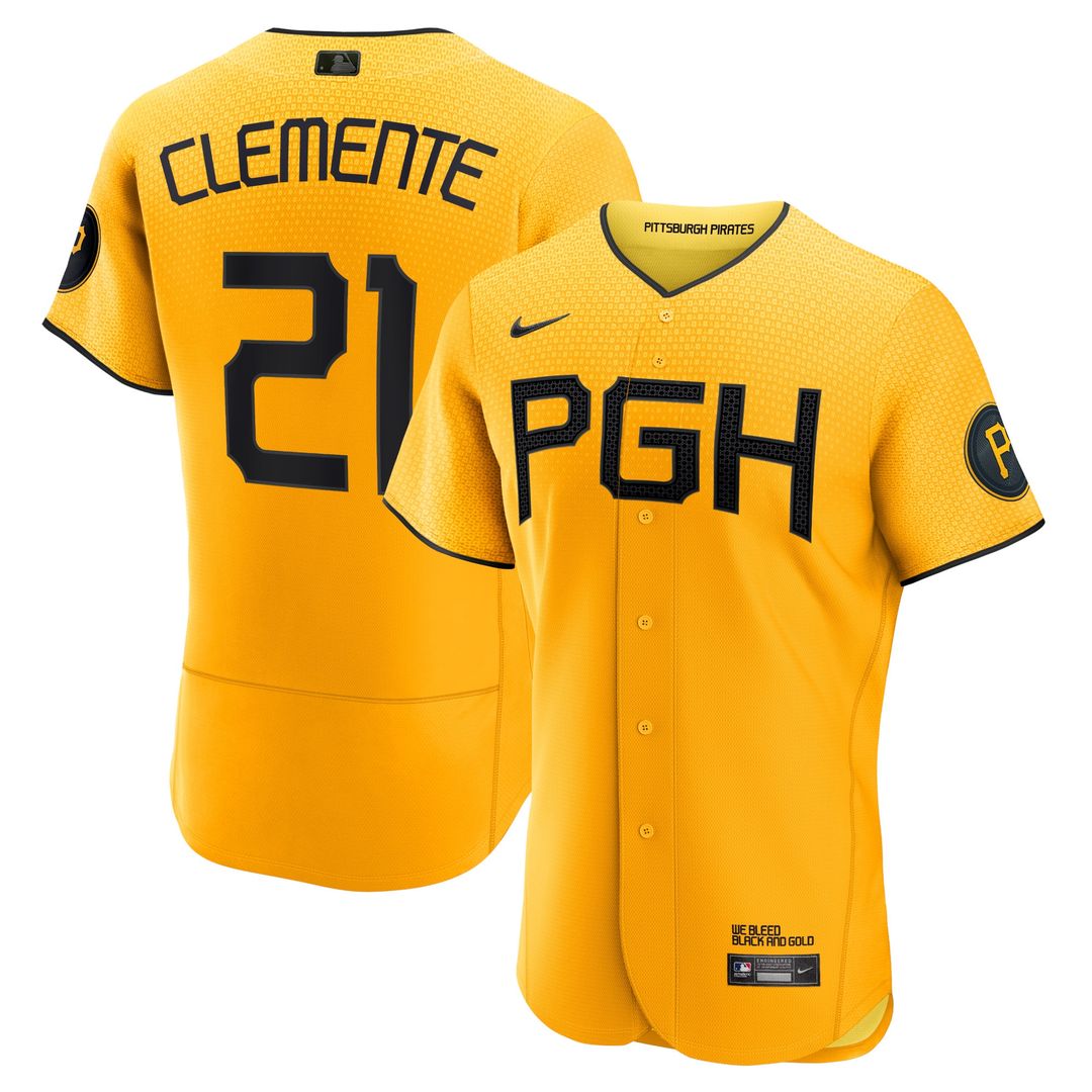 Roberto Clemente Pittsburgh Pirates Nike City Connect Player Authentic Jersey - Gold