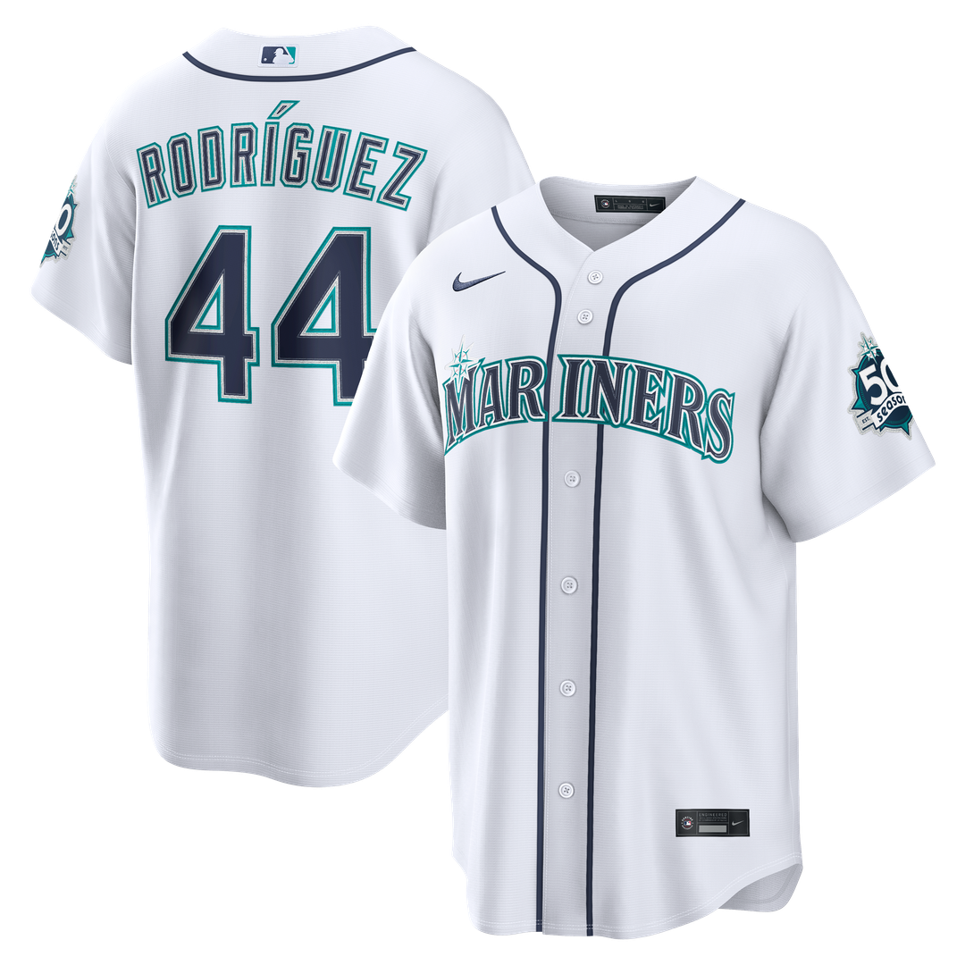 Julio Rodríguez Seattle Mariners Nike Home Stadium 50th Season Patch Jersey - White