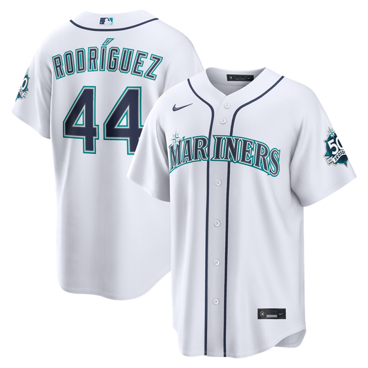 Julio Rodríguez Seattle Mariners Nike Home Stadium 50th Season Patch Jersey - White