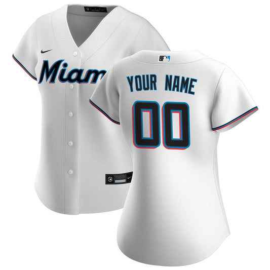 Miami Marlins Nike Women's Home Replica Custom Jersey - White