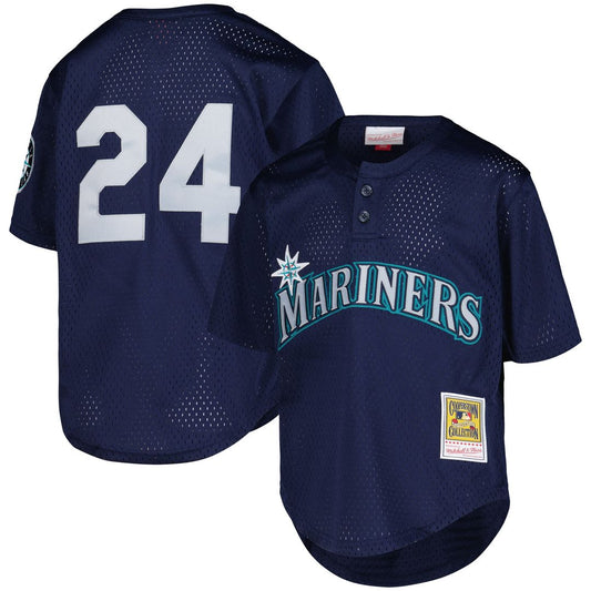 Ken Griffey Jr. Seattle Mariners Mitchell & Ness Youth Cooperstown Collection Mesh Batting Practice Jersey - Navy