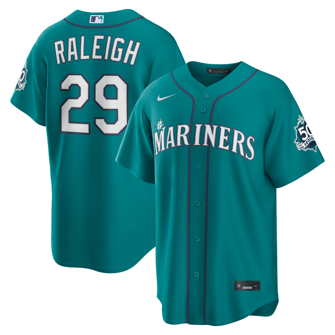 Cal Raleigh Seattle Mariners Nike Alternate 50th Season Patch Stadium Jersey - Teal